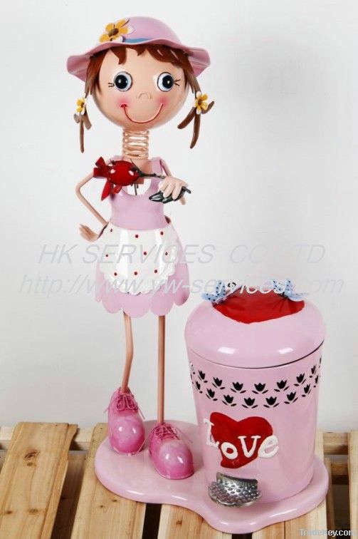 Lovely Step Iron Dustbin Metal dolls craft 2012
