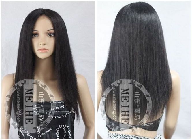yaki straight 16 inch 1B# indian remy hair full lace wig