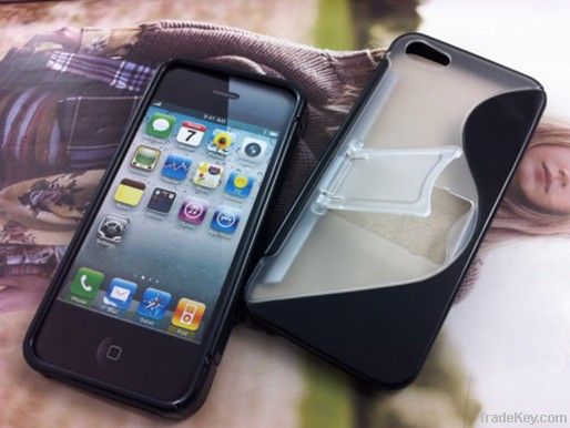 2012 Hot high quality TPU&PC CASE WITH STAND  FOR IPHONE5