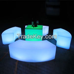 Outdoor Glowing Curved Led Plastic Garden Bench