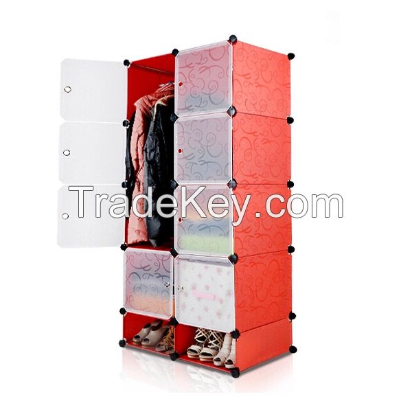 10 cubes square cubes clothes storage shelves with hanger for bedroom(FH-AL0530-8)