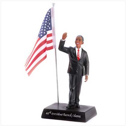 Barack Obama Figurine W/ Flag