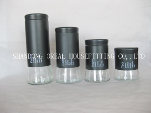 glass storage jar with stainless steel