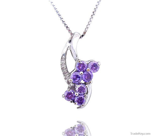925 Sterling Silver Pendant Inlay Amethyst