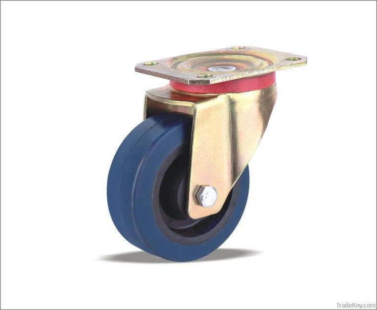 Swivel Caster with Elastic Rubber wheels(Nylon core)