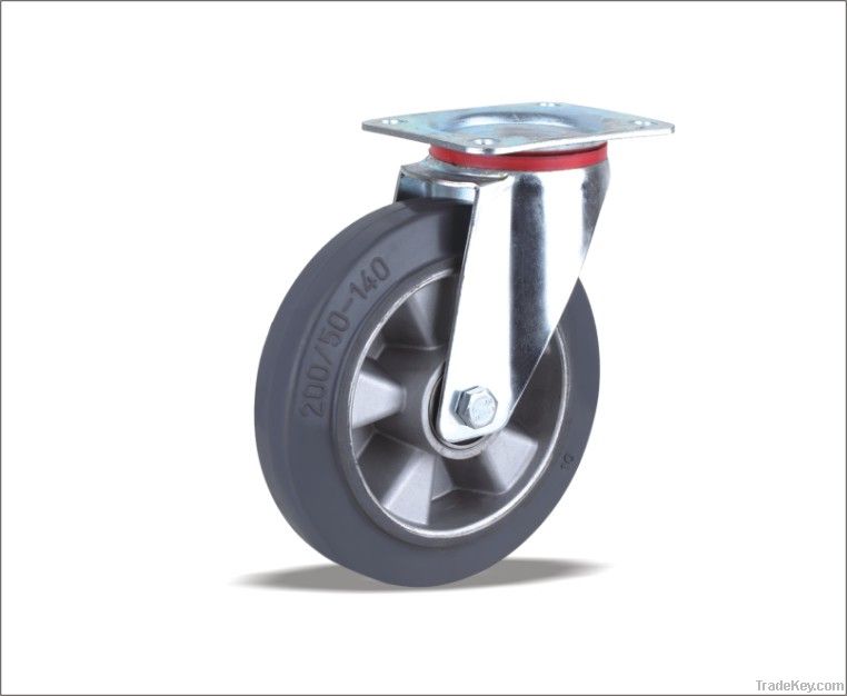 Swivel Caster with Elastic Rubber wheel(Aluminum core)