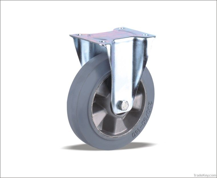 Fixed Caster with Elastic Rubber wheel(Aluminum core)