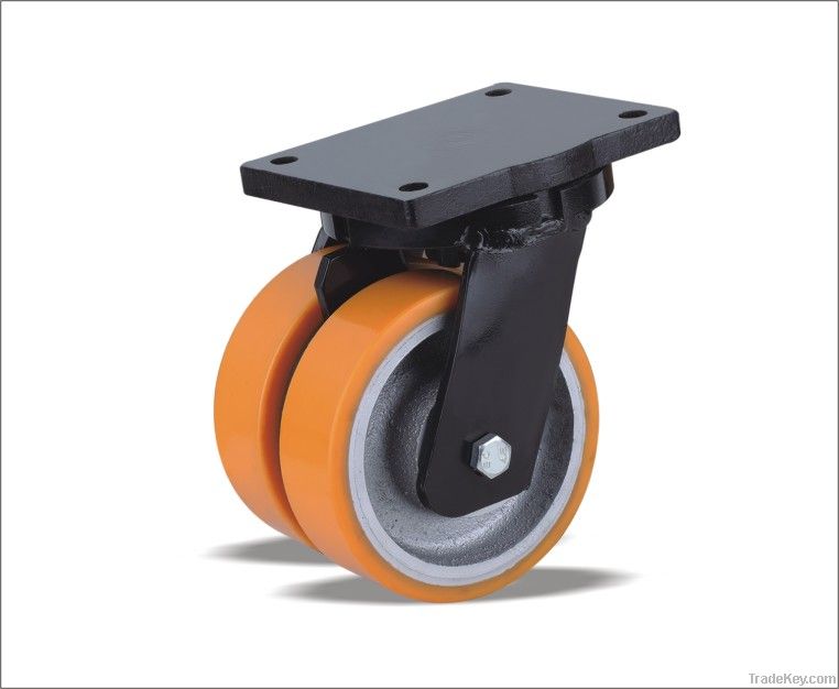 Swivel Caster with Polyurethane Double wheel(Iron core)