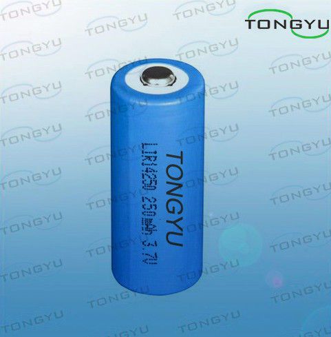 Cylindrical Lithium Ion Rechargeable Batteries 3.7V 250mAh For Bike Lights / Caution Lamp