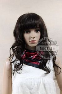 Medium density loosen curl 16 inch color 2# human hair wig