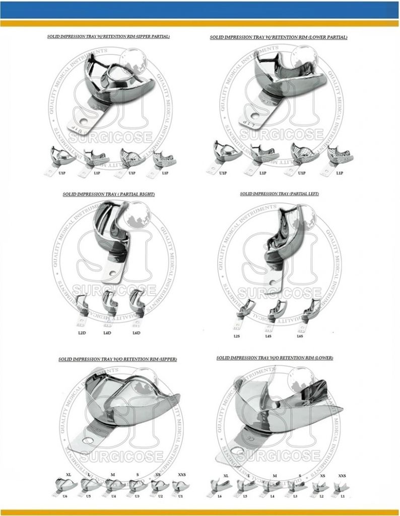 Impression Trays Perforated, Solid, Partial, Full Denture