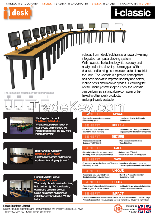 i-desk, i-classic, patented ICT furniture