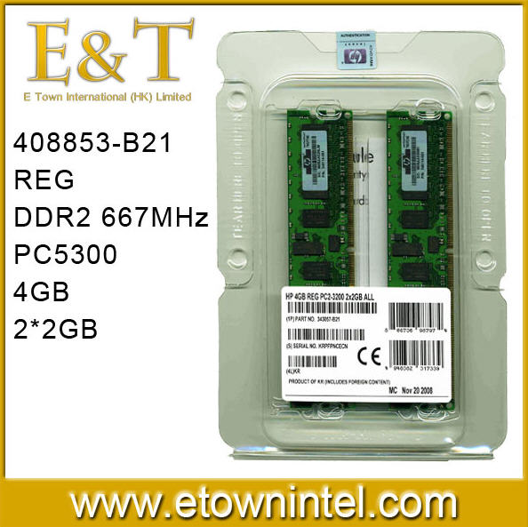 hp server ram 408853-B21(4GB, 2*2GB, DDR2, 667MHz, ECC, server memory)