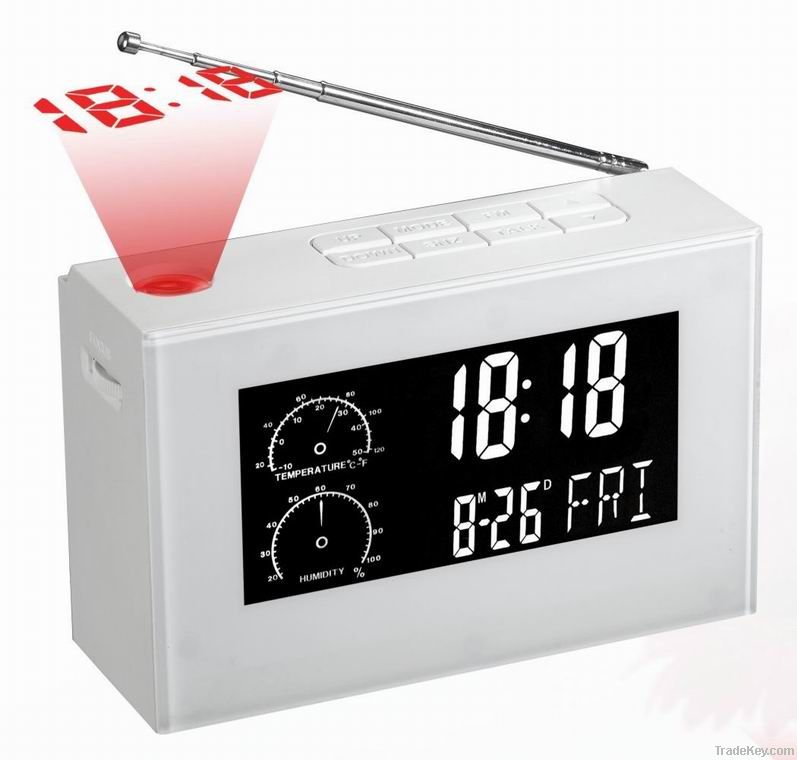 clock radio with time talking projection