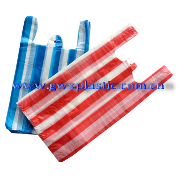 plastic striped carrier bags