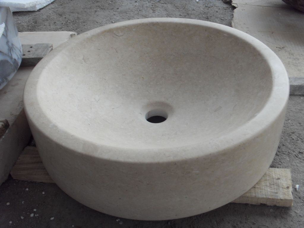 Beige Limestone Bathroom Sink