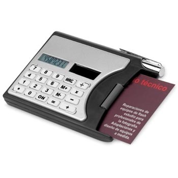 Great Item, 8 digit solar calculator with pen and card holder.