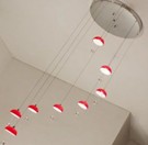 pendant light with 8 red lamps