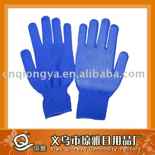 nylon glove with PVC dots