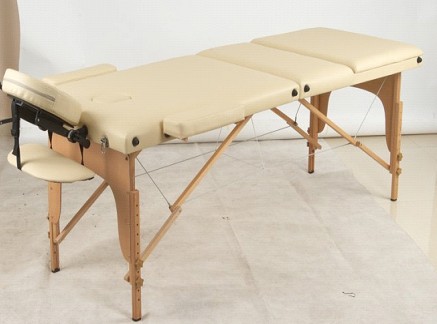 Wood 3 section massage table, right-angle table