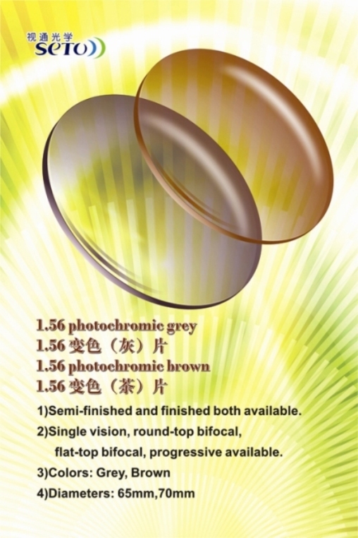 1.56 photochromic flat top lens