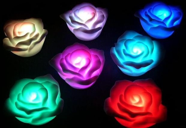 LED Electronic Light 7 Colorful Rose Flower Lamp Valentine