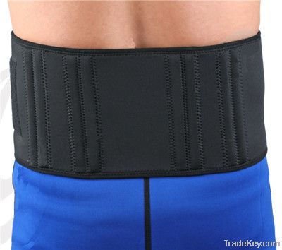 Neoprene back support with plastic strays