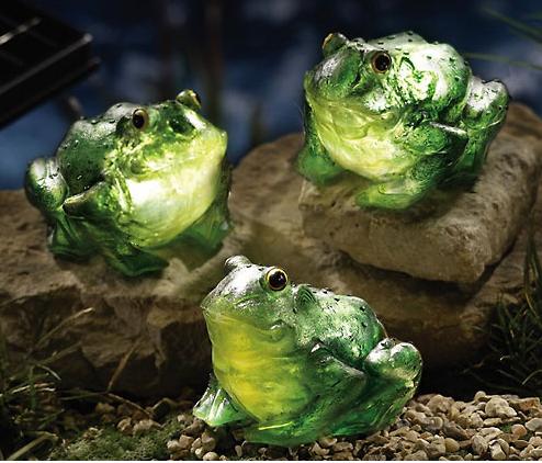 Solar garden polyresin light- Green frog 3pcs