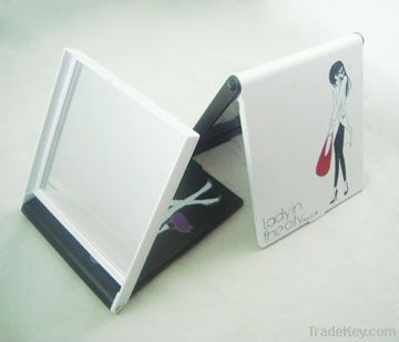 Double sided square plastic table cosmetic mirror foldable