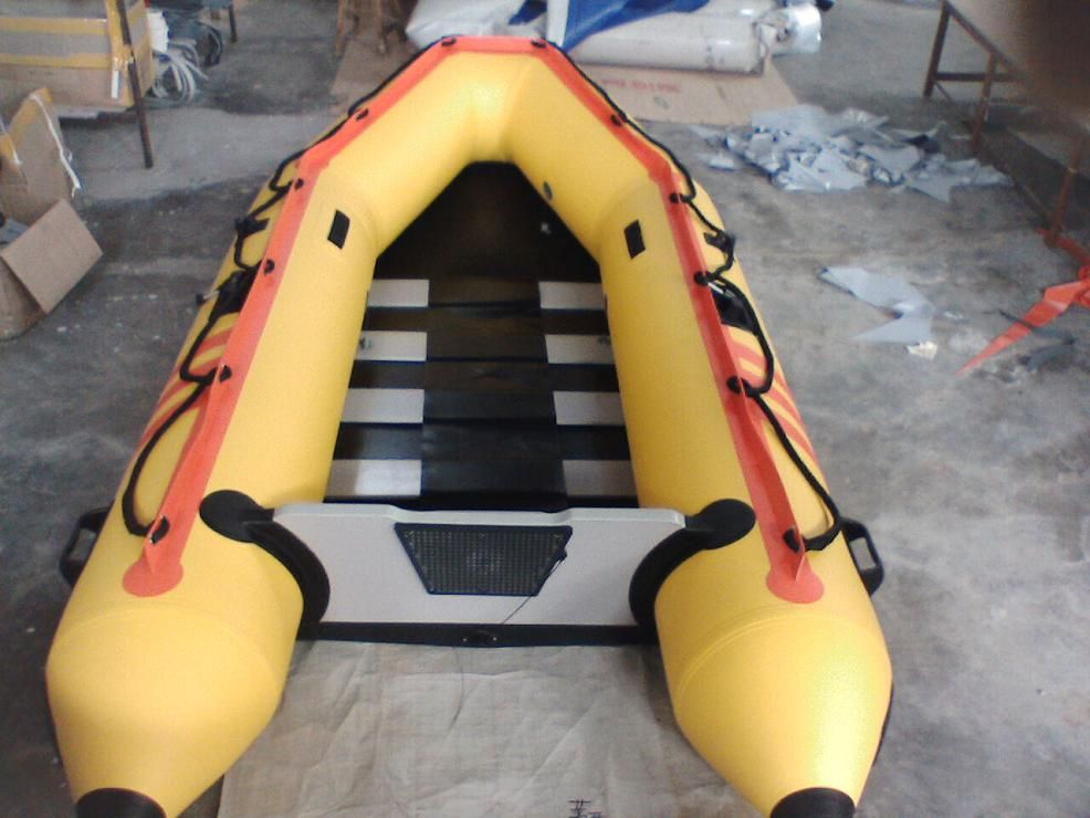 2.3meter 2+1 persons Canoe kayak inflatable rubber rowing boat fishing boat wooden floor