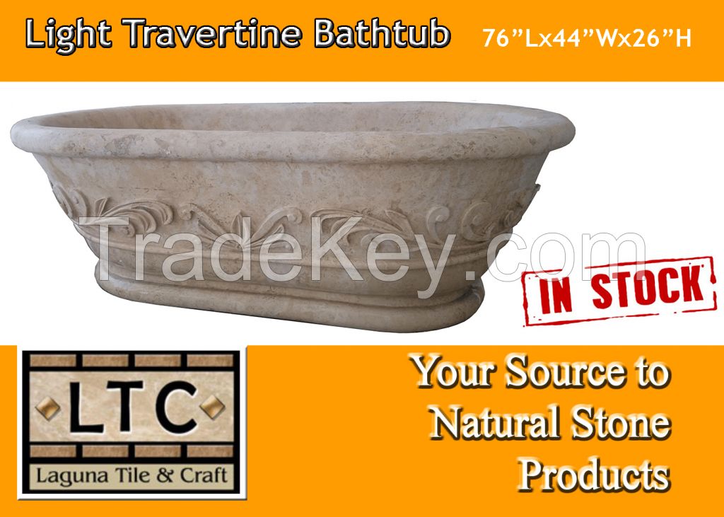 Light Travertine Bathtub