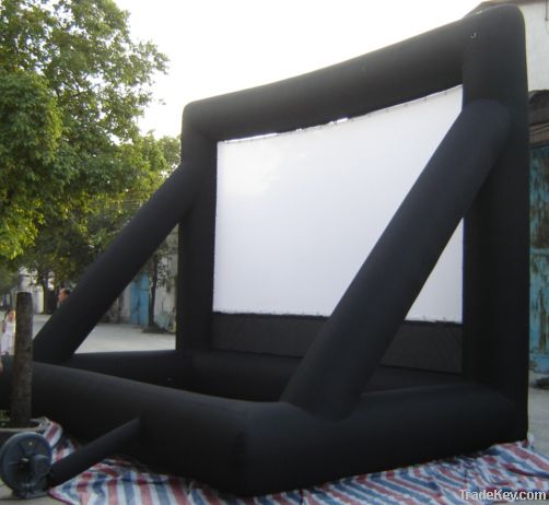 black and white inflatable movie screen