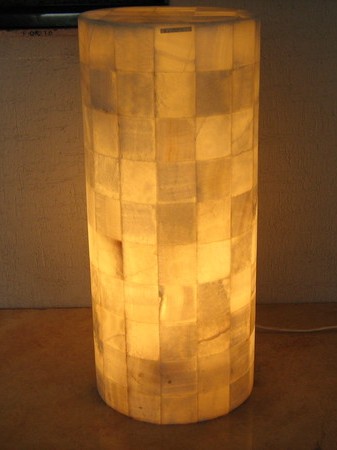 Orange Onyx marquetry cylinder lamp