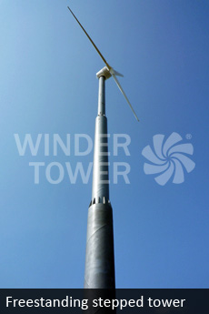 Stepped monopole wind tower