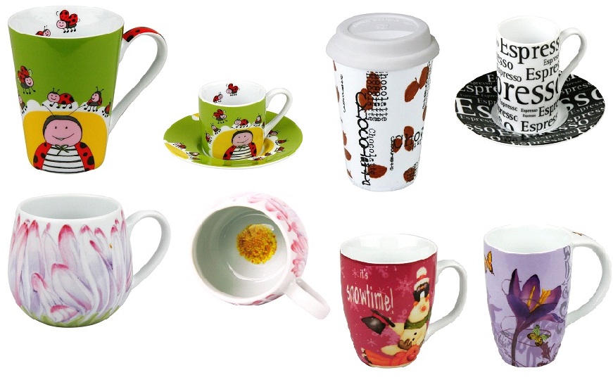 Porcelain Tableware - Mugs, cups, tea cups, bowls, plates
