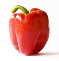 Sweet peppers in water: in glass jar.