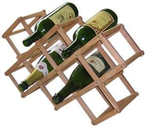 Folding rack for 10 bottles