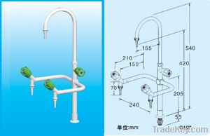 Deck Mounted Swing Gooseneck Triple Outlet Faucet