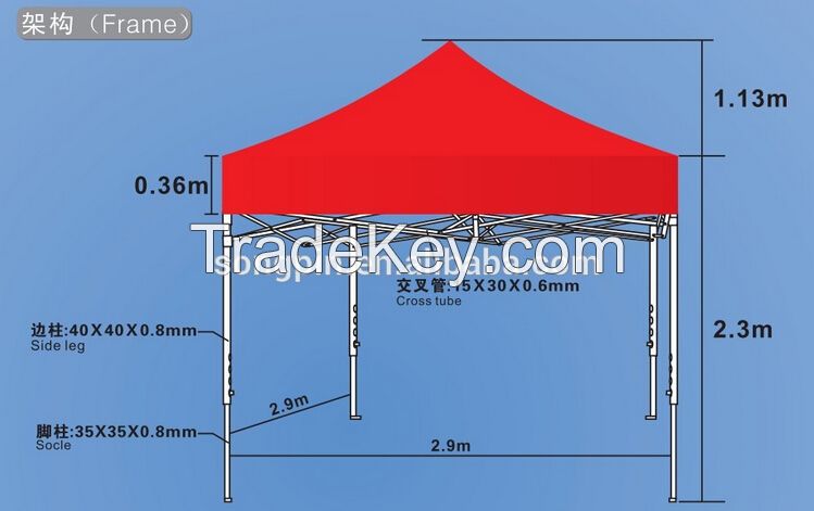 2015 new design canopies for outdoor advertising, 10x10 aluminum gazebo tent , fireproof polyester folding tent