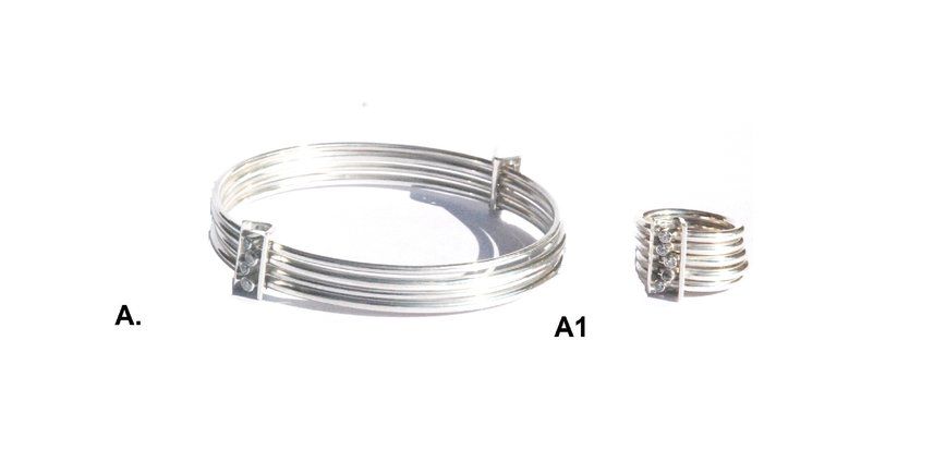 Bracelet & ring set; Sterling silver