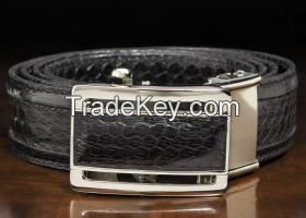 Genuine Seasnake skin Lether Belt for Men. Black Mens Snake skin Leather Belt. Automatic Buckle. Made in Thailand