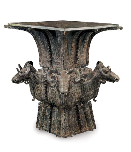 Antique bronze Four-goat Square Zun imitation