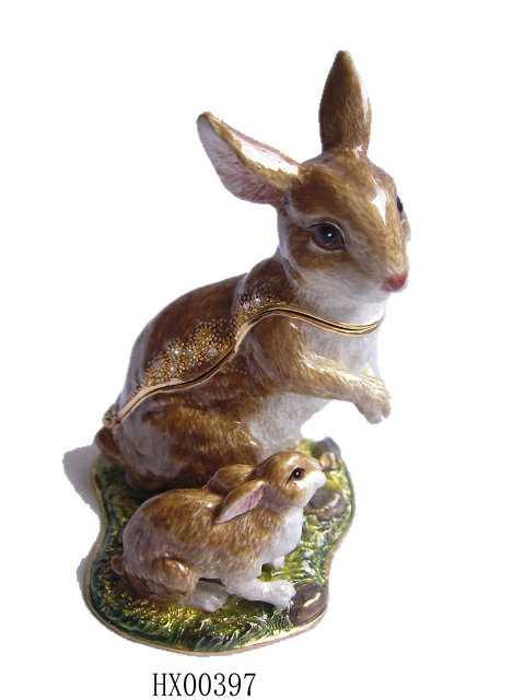 Mum &amp; Baby Rabbit Bejewelled Box