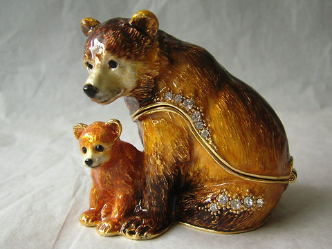 Mum & Baby Bear Bejewelled Box