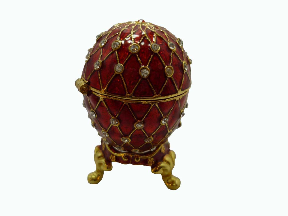 Mini Egg Enamel Trinket Box - Red