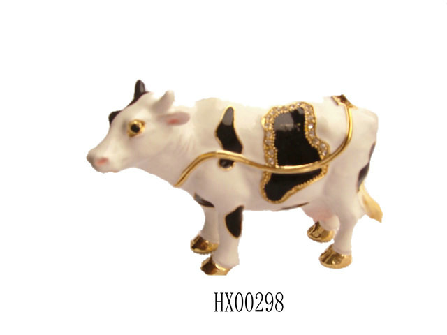 Cow Enamel Trinket Box