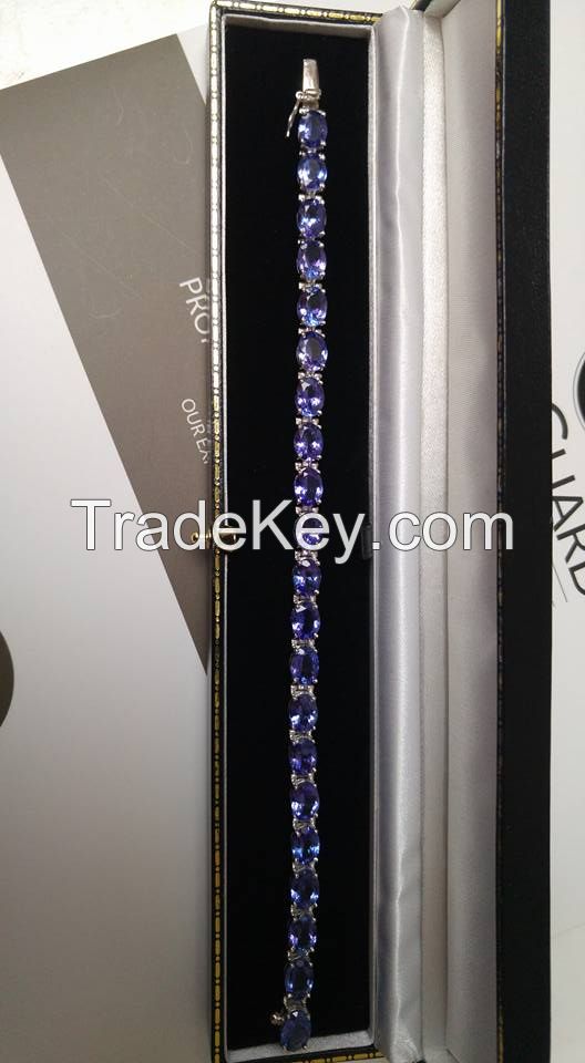 AAAA Graded Tanzanite Gold Bracelet