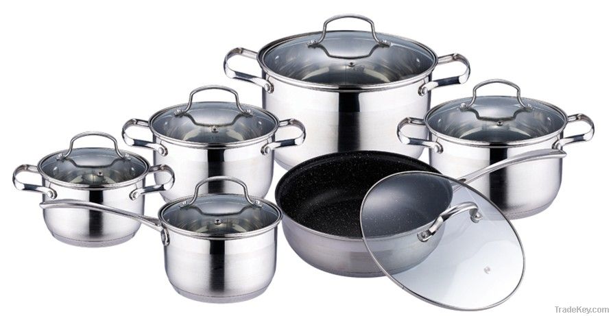 Steel casting handle 12 pcs cookware set (WW-C089A)