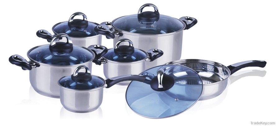 Color glass lid 12 pcs cookware set (WW-C008)