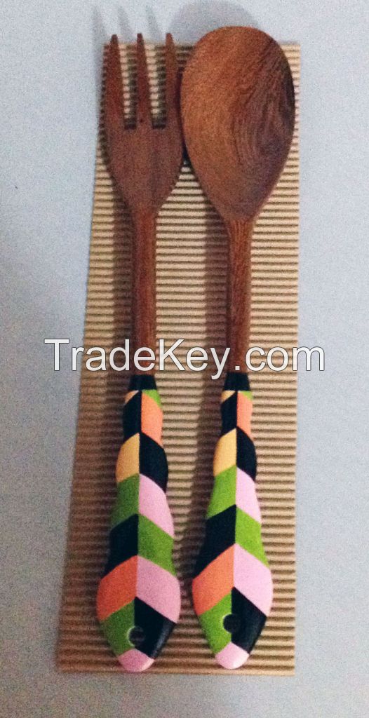 Hand painted Wooden Serving Utensils